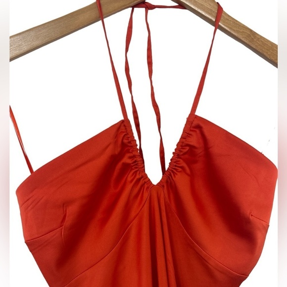 Abercrombie & Fitch Satin Halter Slip Dress in Orange - Picture 7 of 12